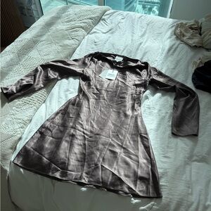 Reformation Taupe Satin Dress